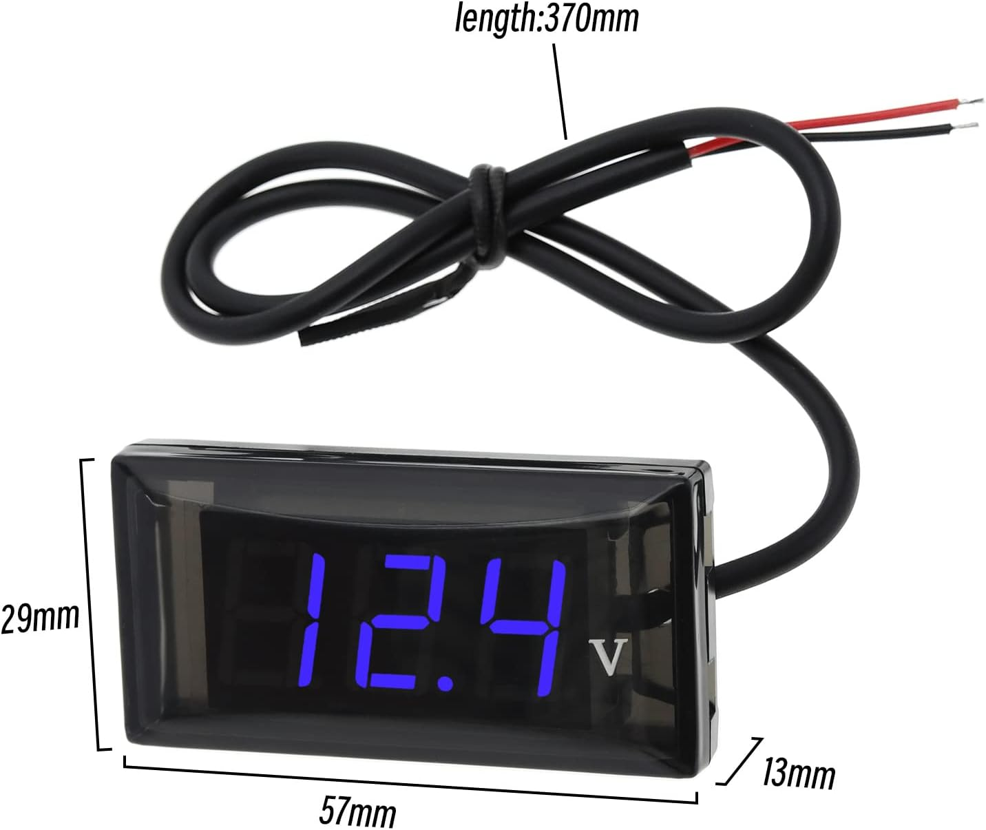 Emsea DC 12V LED Digital Display Modified Voltmeter - Mini Waterproof Accessory for Automobile, Motorcycle, Bicycle - Blue image number 3