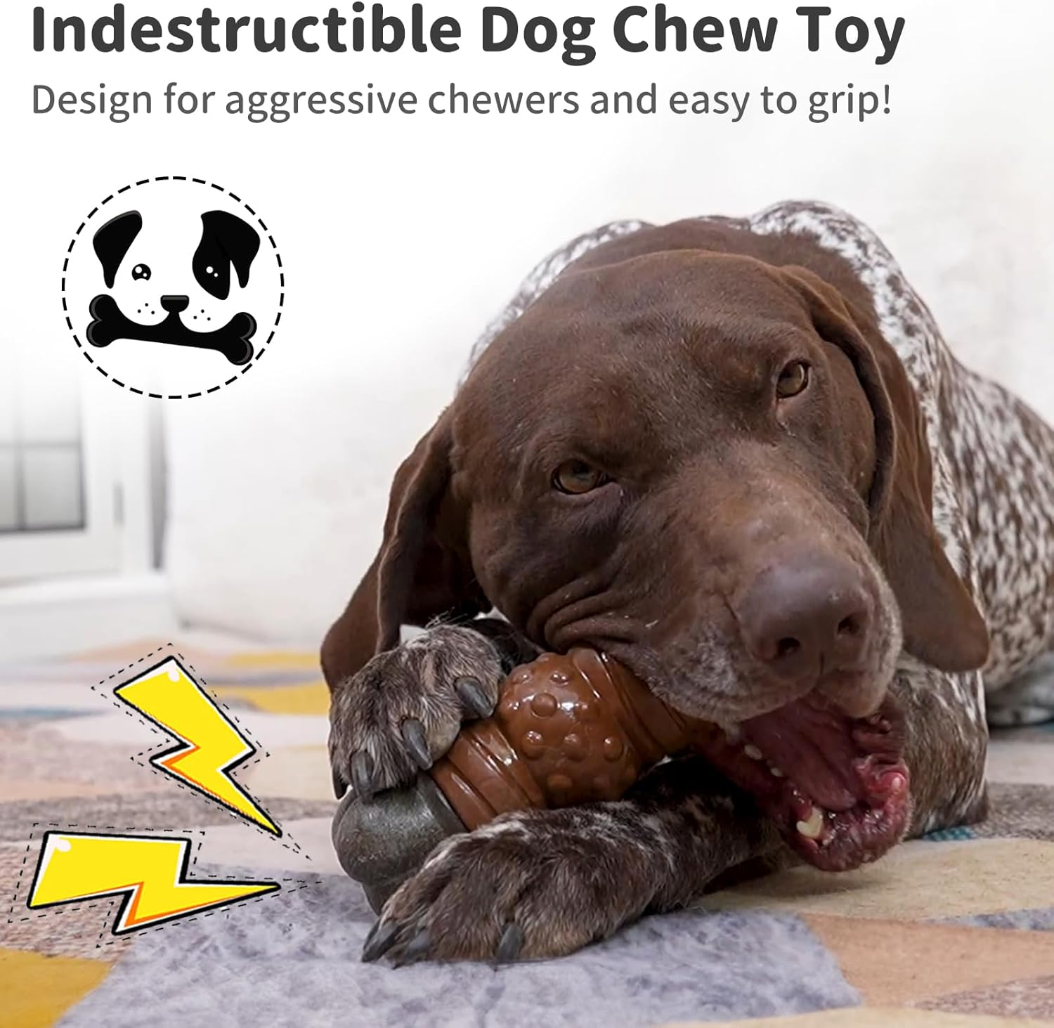 Joybruko Dog Toys for Aggressive Chewers, Indestructible Squeaky Chew Toy to Keep Them Busy, Tough Nylon & Rubber Pitbull Bones for Training and Teeth Cleaning, Reduce Boredom for Medium Large Breed image number 2