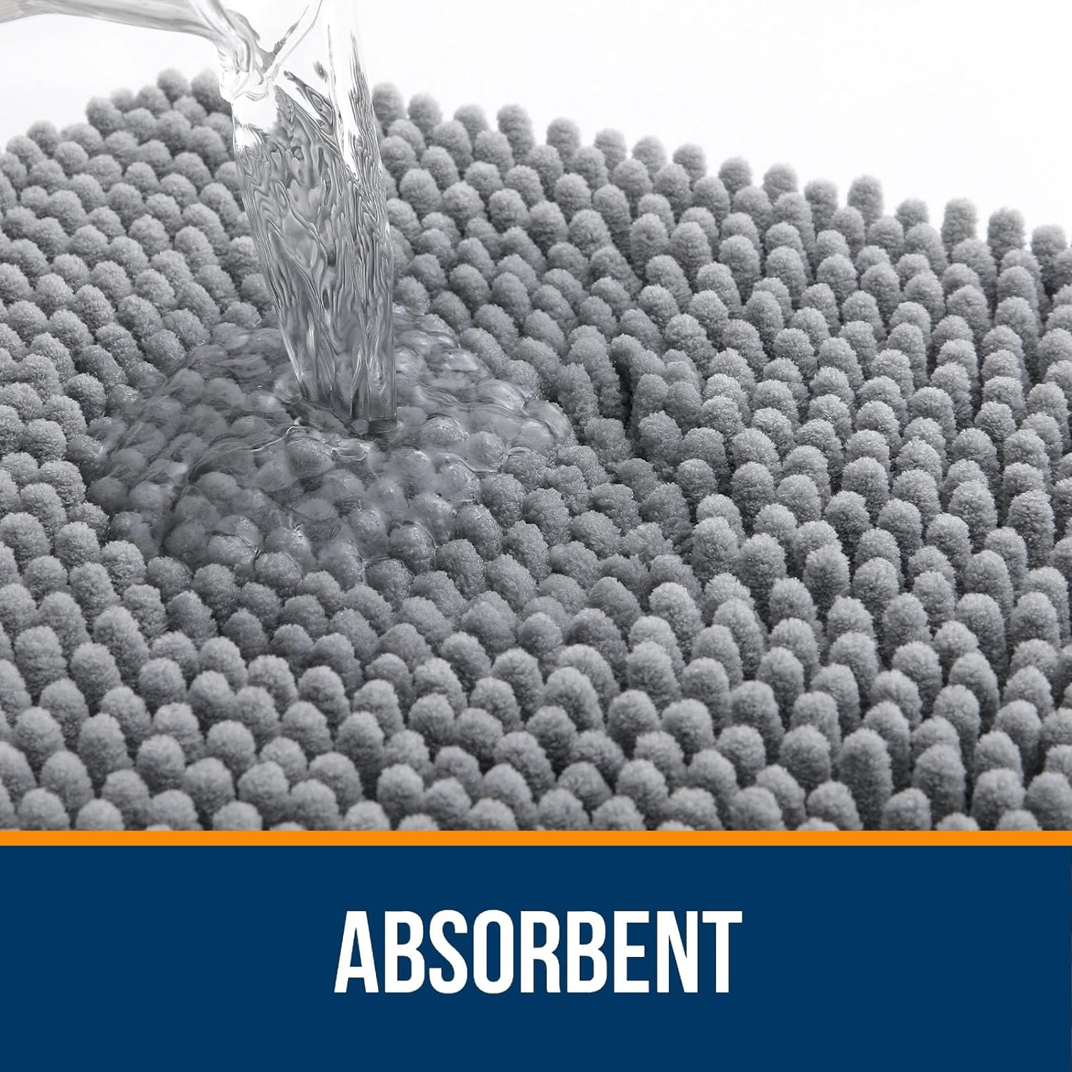 OLANLY Bathroom Rugs 30X20, Extra Soft Absorbent Chenille Bath Rugs, Rubber Backing Quick Dry, Machine Washable Bath Mats for Bathroom Floor, Tub and Shower, Home Decor Accessories, Grey image number 4