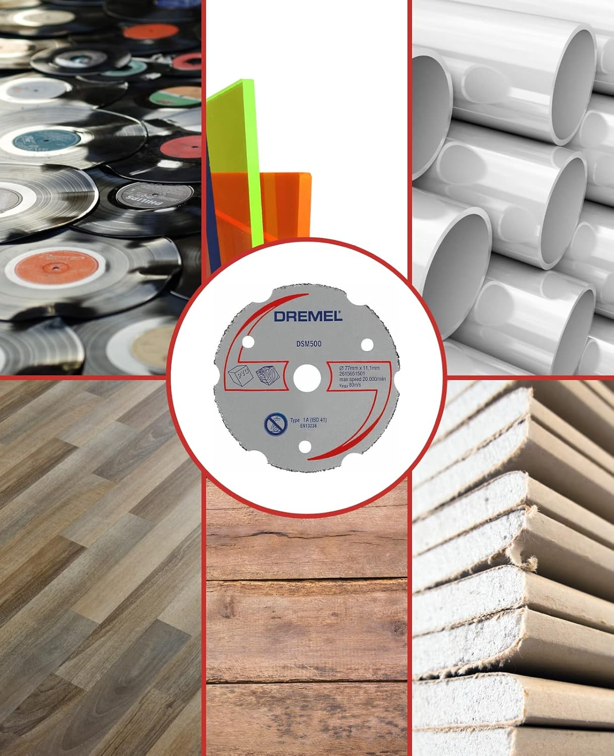 Dremel DSM500 Cutting Wheel for DSM20 Compact Saw, Circular Saw Blade with 20 Mm Cutting Depth for Straight and Plunge Cuts image number 4