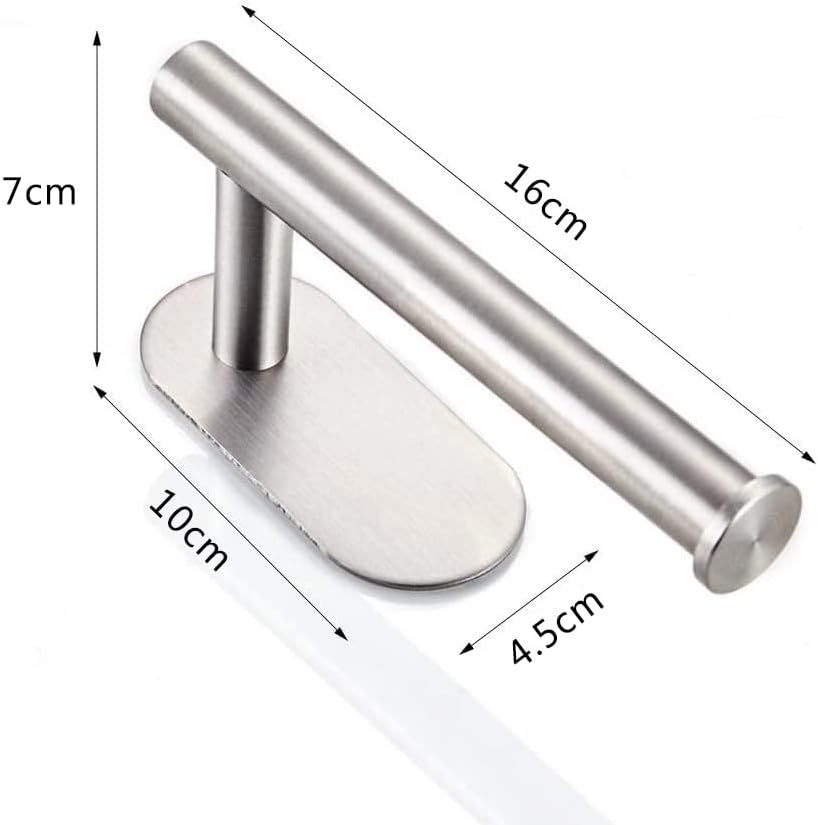 AUTOWT Toilet Paper Holder Self Adhesive, Kitchen Washroom Adhesive Toilet Tissue Roll Rack No Drilling for Bathroom Stick on Wall Stainless Steel (Silver)