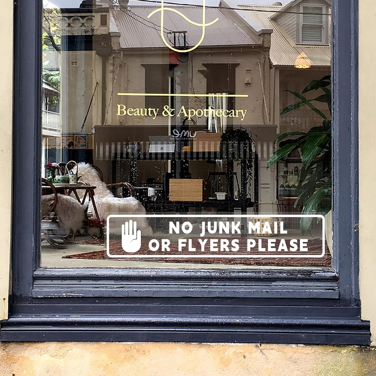 No Junk Mail or Flyers Leaflets Please 18 X 3.5 Cm Self Adhesive Vinyl Window Transparent Sticker 10 PCS Security Warning Sign Removable Waterproof for Letterbox Door Parcel Box Outdoor image number 1