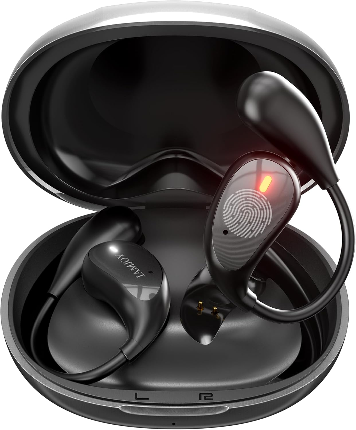 IAMJOY Language Translation Earbuds, 163 Two Way AI Translator Earbuds Language Translator OWS Earbuds Real Time 3-In-1 Online Translator Device with APP Fit Ios ＆ Android for Travel Business Learning image number 1