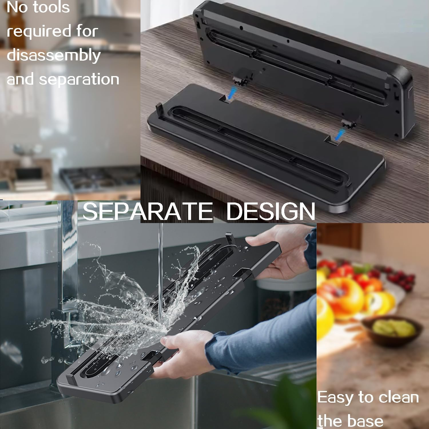 Vacuum Sealer Machine, 6-In-1 Automatic Sealing Food Saver Machine,One Touch Automatic Sealing, Fast-Compact Food Sealer with 10Pcs Airtight Bags & External Vacuum Tube，Built-In Cutter(Grey) image number 5