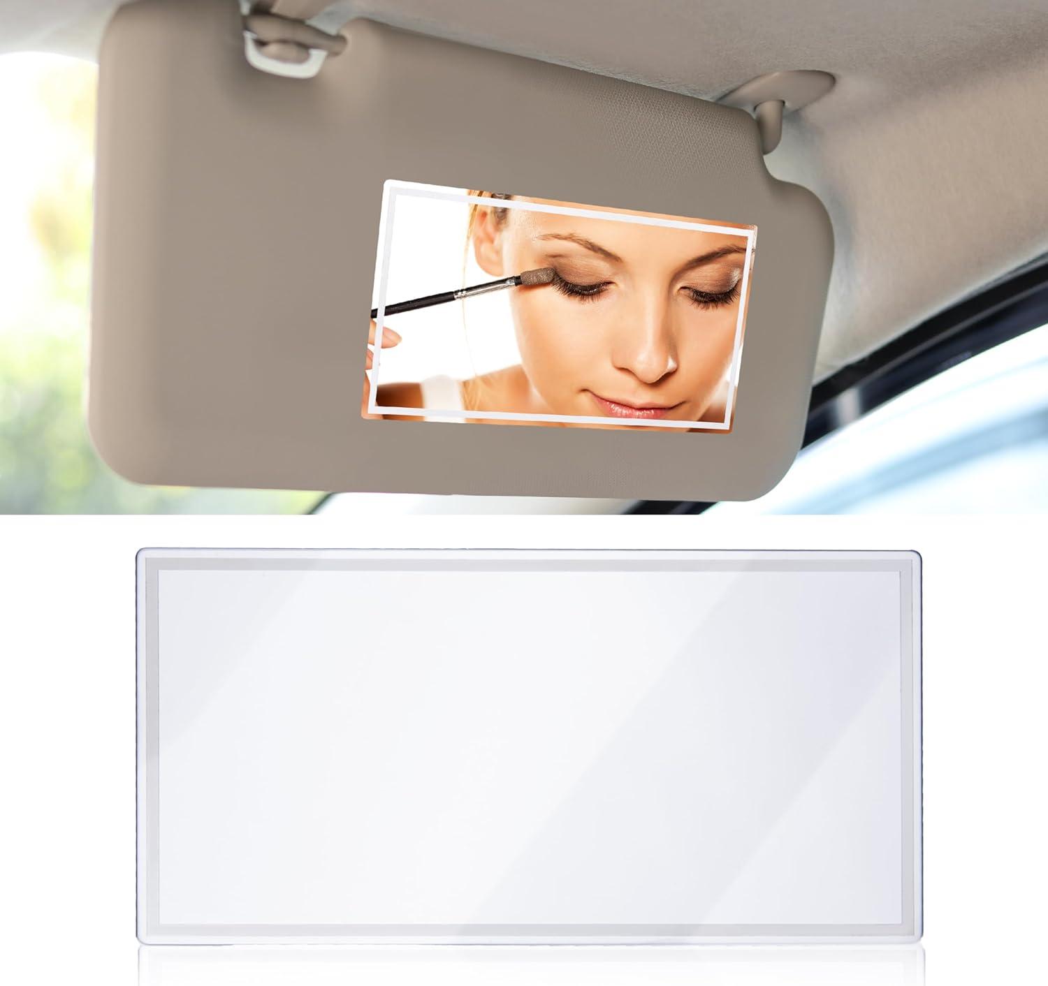 Car Sun Visor Mirror, HD 5.91"&times;3.15" Portable Car Vanity Mirror, Seatback Self-Adhesive Makeup Mirrors, Shatter-Proof Cosmetic Accessories for Automotive Truck SUV Vehicle image number 4