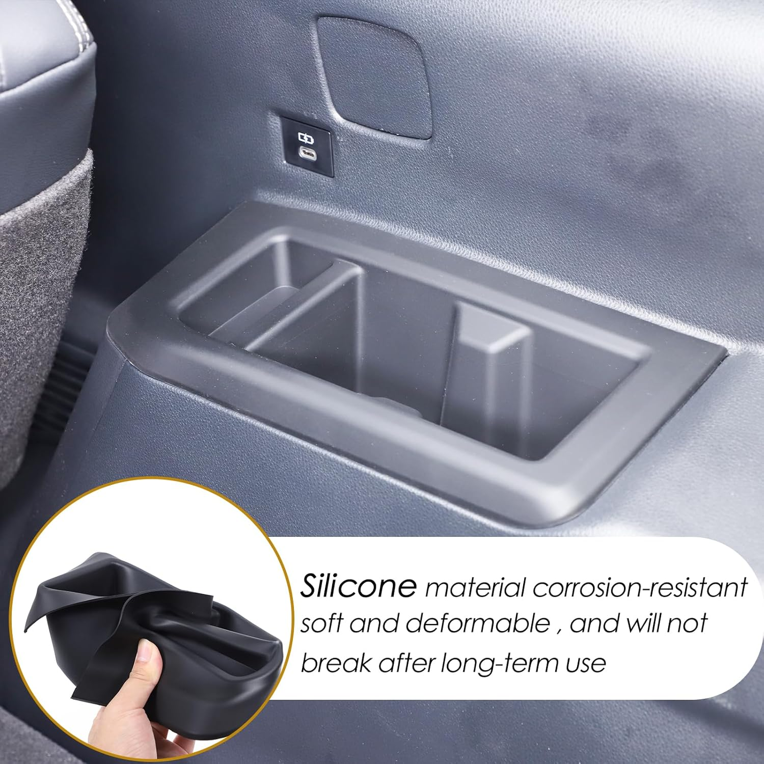 Car Third Row Cup Holder Compatible with Toyota Land Cruiser 250 Prado J250 LC250 2024 2025 Accessories, Third Row Door Armrest Drink Water Cup Holder Insert, (Low Version) image number 2
