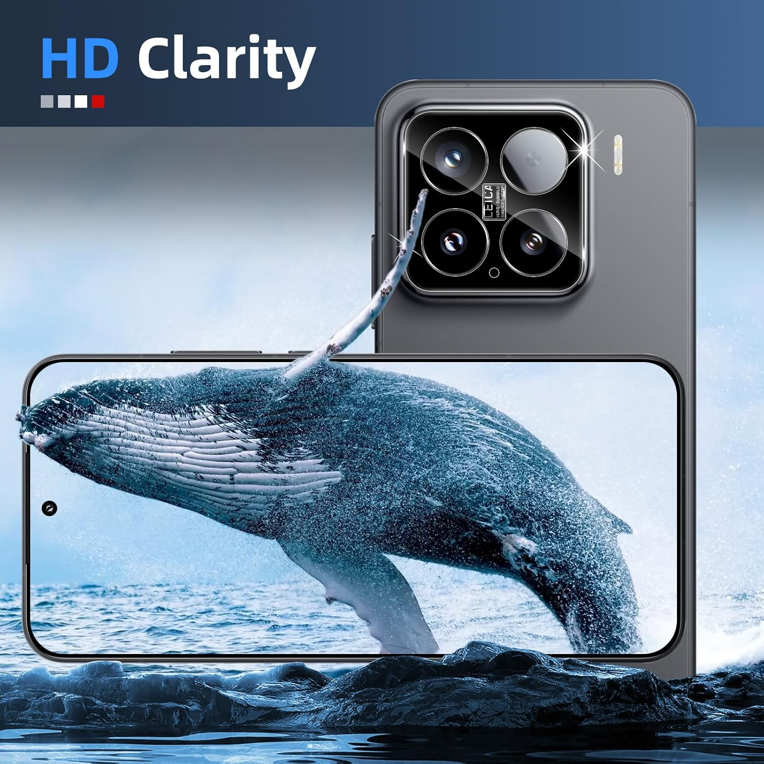 Liilaa Camera Screen Protector for Xiaomi Mi 15 5G for Tempered Glass, Pack of 3 Camera Protection 9H Hardness Camera Glass Film Anti-Scratch Lens Protective Glass - Black image number 2