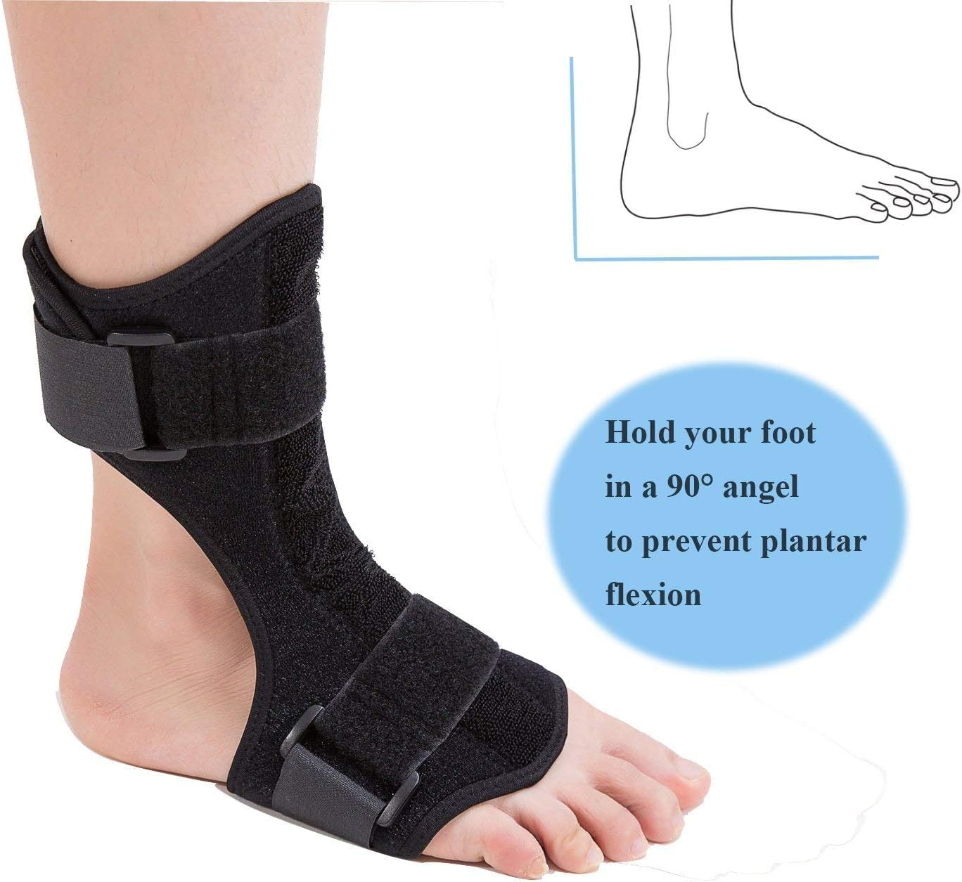 Plantar Fasciitis Dorsal Night Splint Orthotics Drop Foot Brace Foot Support for Plantar Fasciitis, Tendon Stretch, Achilles, Heel Spur Relief, Fits Left or Right Foot image number 5