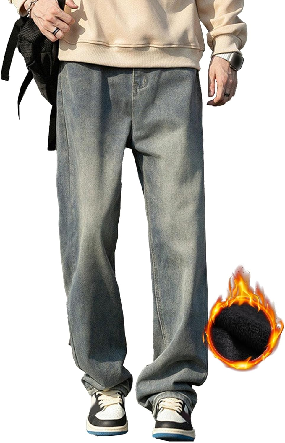 Jeshifangjiusu Men'S Comfort Baggy Jeans Hip Hop Classic Denim Pants Loose Fit Denim Jeans, Blue 3, L image number 2