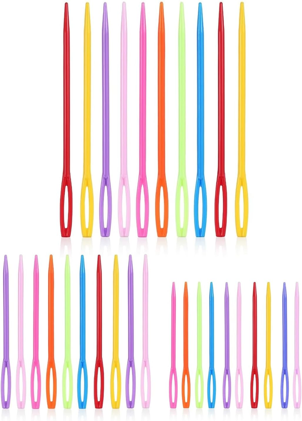 WALWAL 30 Pcs Large Eye Plastic Weaving Needles, Colorful Yarn Needles, for Crochet Knitting and DIY Sewing Handmade Crafts(2.76 in + 3.54 in + 5.91 In) image number 3
