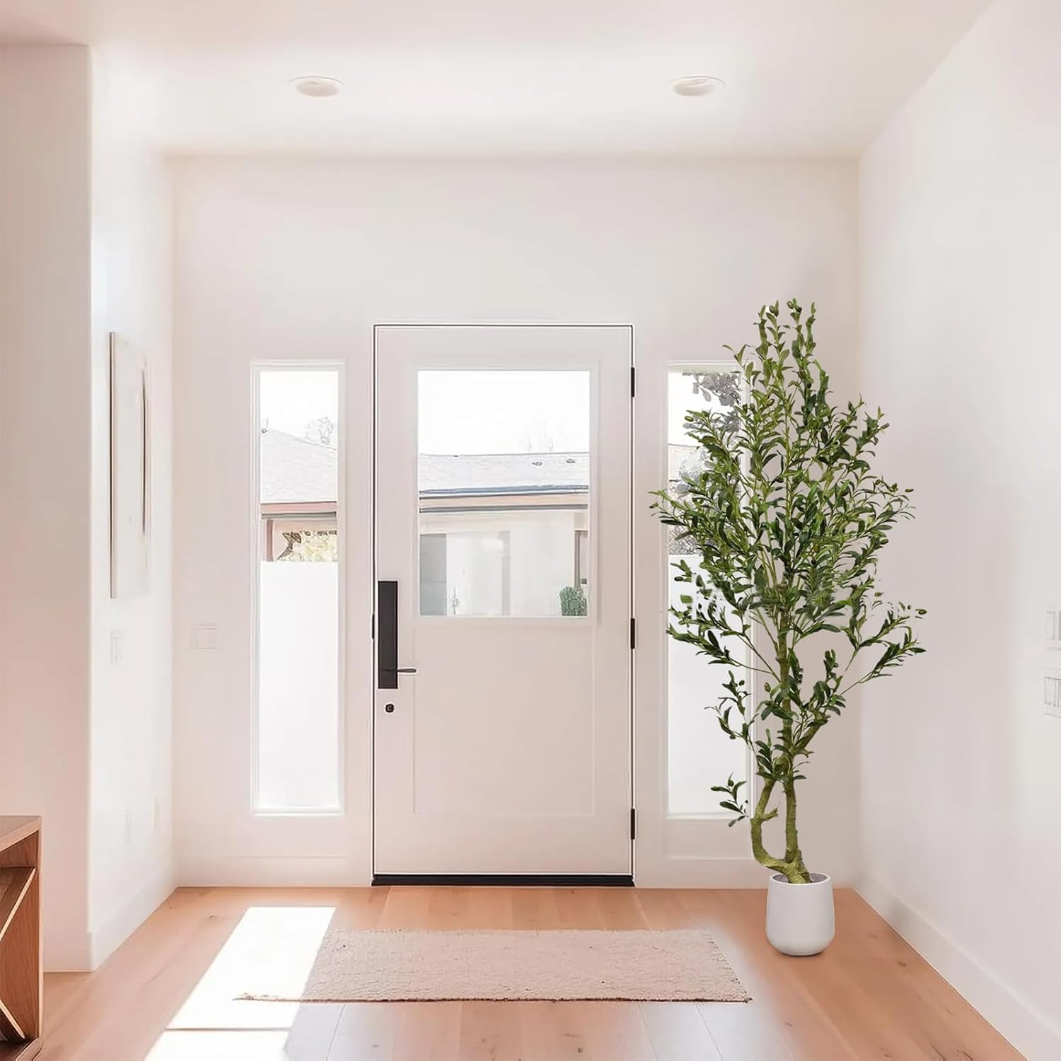 LUVAGD Artificial Olive Tree, 1-Pack Faux Olive Tree Old Vertical Style, Unique Shape Indoor Floor Decor, Cement Base Artificial Plants for Home and Office (6.1Ft) image number 3