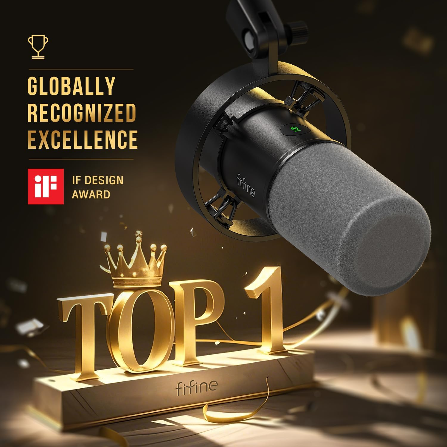 FIFINE K688 Podcast Microphone Kit, USB/XLR Dynamic Microphone with Boom Arm for PC/XLR Mixer, Gaming Mic with Mute Button, Headphone Jack for Vocal, Voice-Over, Streaming, Music Recording -K688CT image number 5