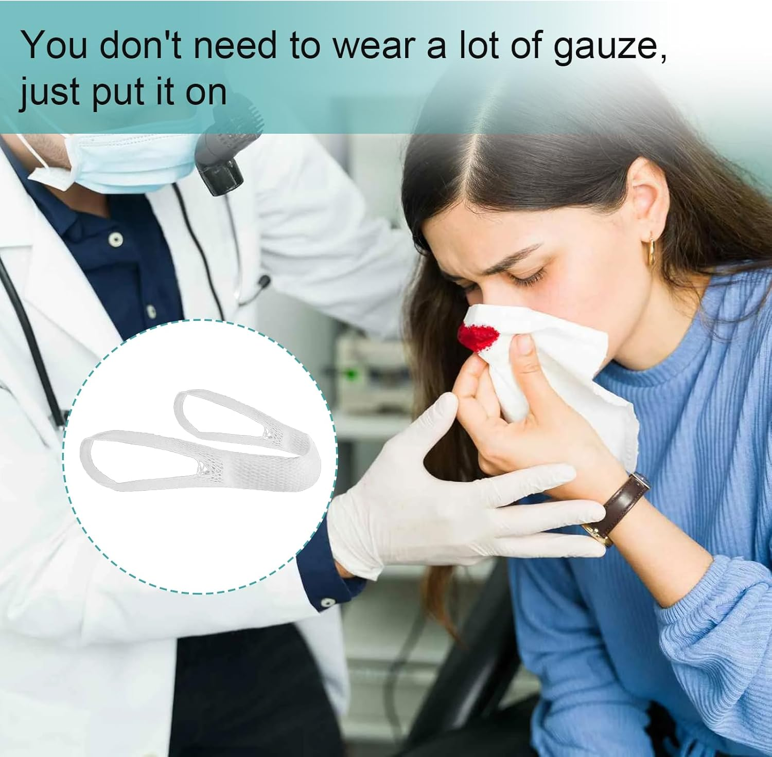 Elastic Nose Bandage,External Nasal Bandage Dressing Holder with High Absorption Capacity for Nose,Nose Surgery Elastic Bandage Dressing Holder for Postoperation,White (10) image number 5