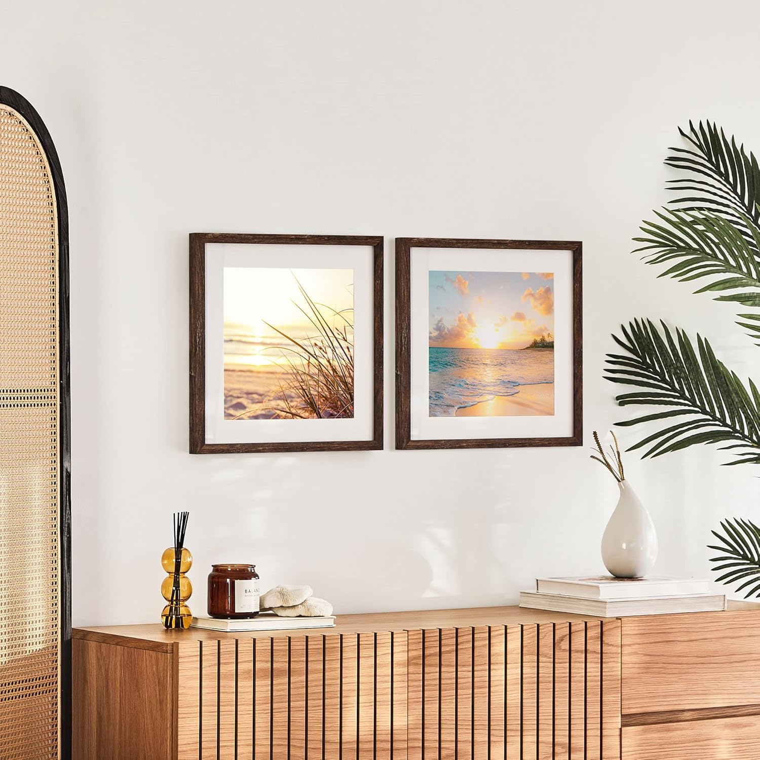 Cooper & Co. Set of 2 40X40Cm Matt to 30X30Cm Natural Premium Rustic Wooden Photo Frame image number 3