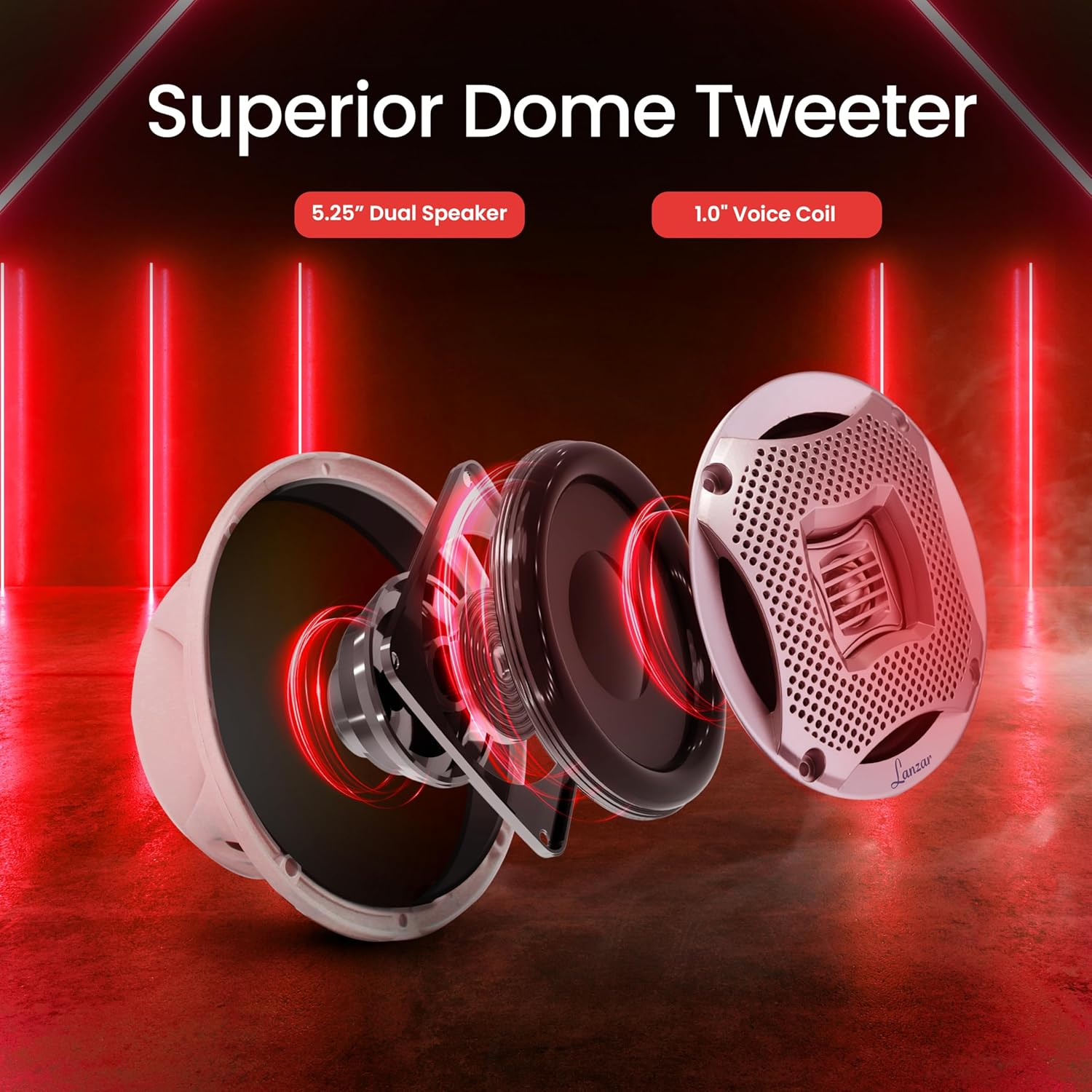 Lanzar AQ5CXS 400 Watts 5.25-Inch 2-Way Marine Speakers Silver