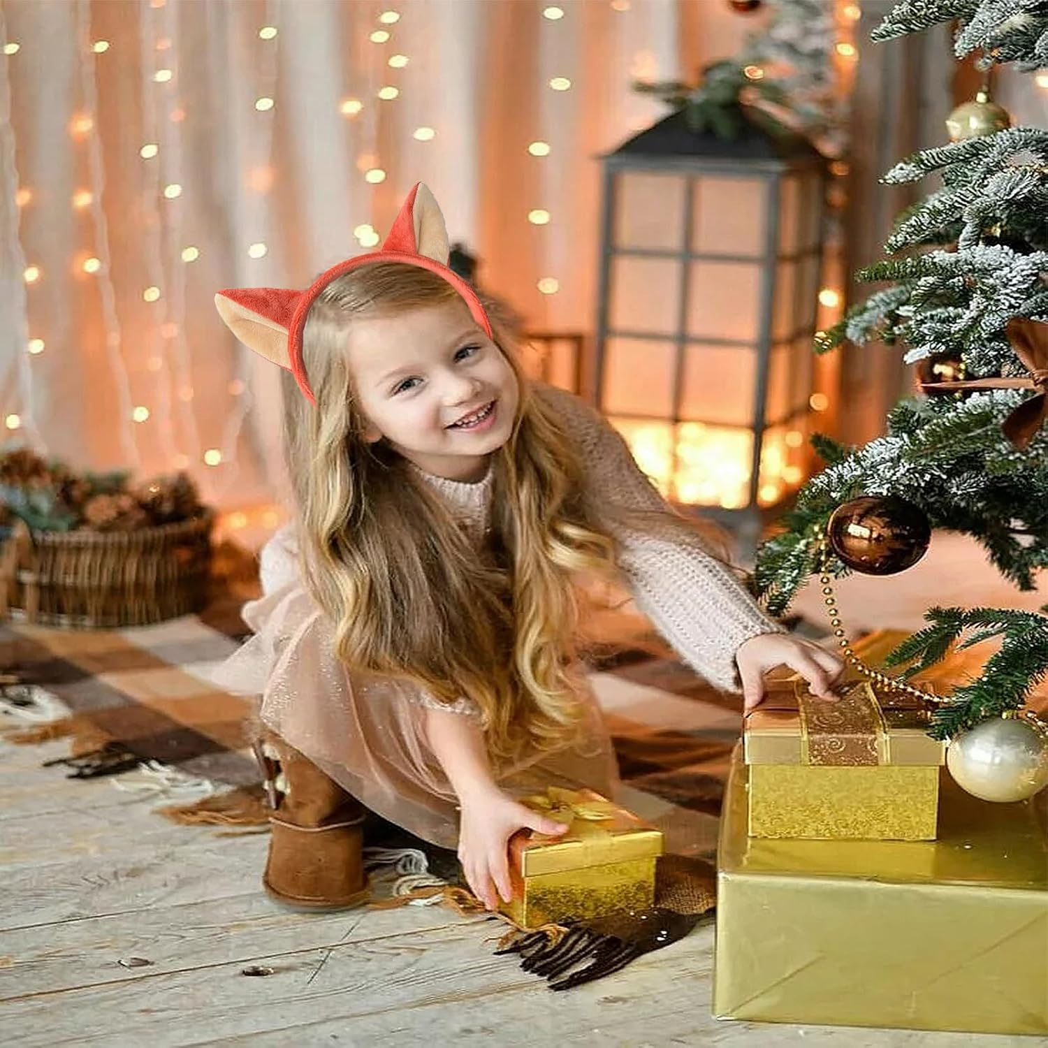 Fox Ears, Fox Ears Headband, Cartoon Fox Plush Animal Ears Cartoon Club Christmas Party Cosplay, for Christmas Decorations Fancy Dress up Fox Cosplay Costume image number 6