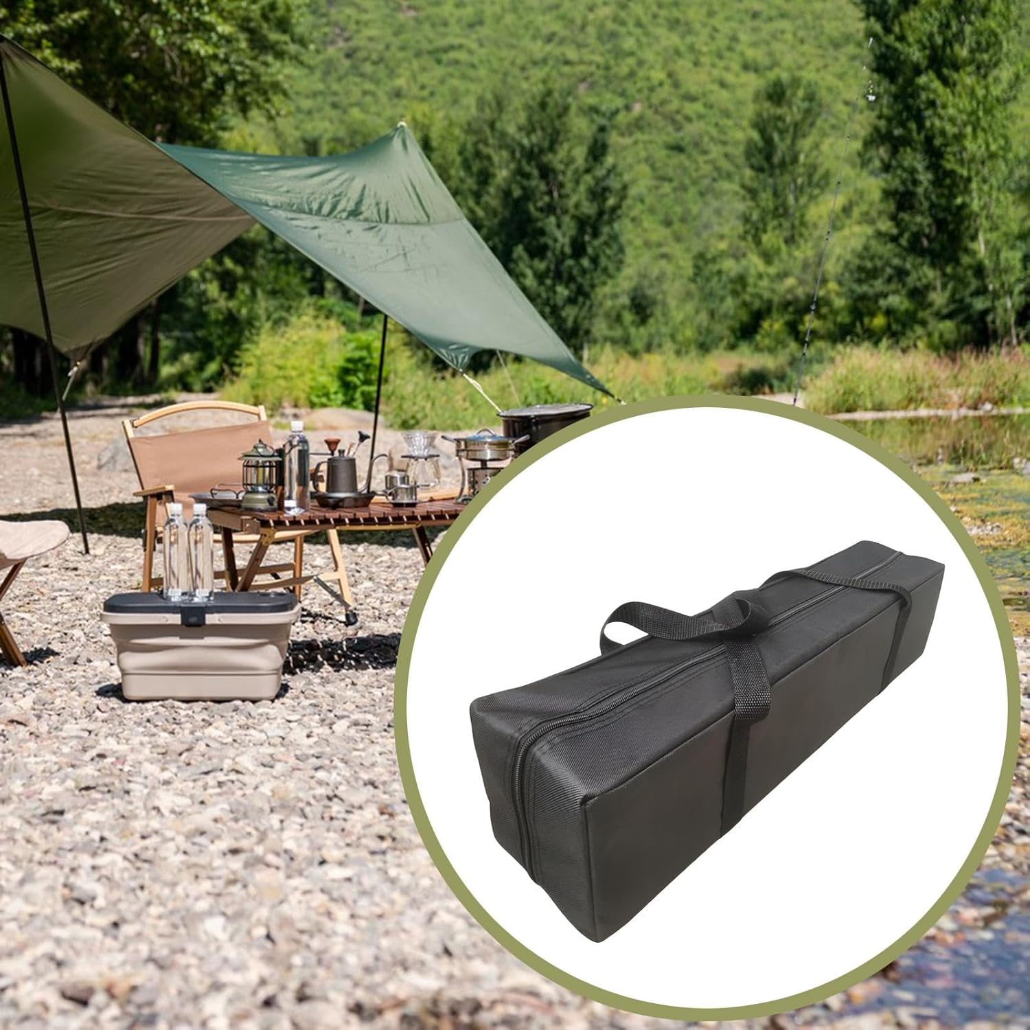 Kibcslic Tent Storage Bag Outdoor Travel Duffel Bag for Ropes Sleeping Bags Canopy image number 2