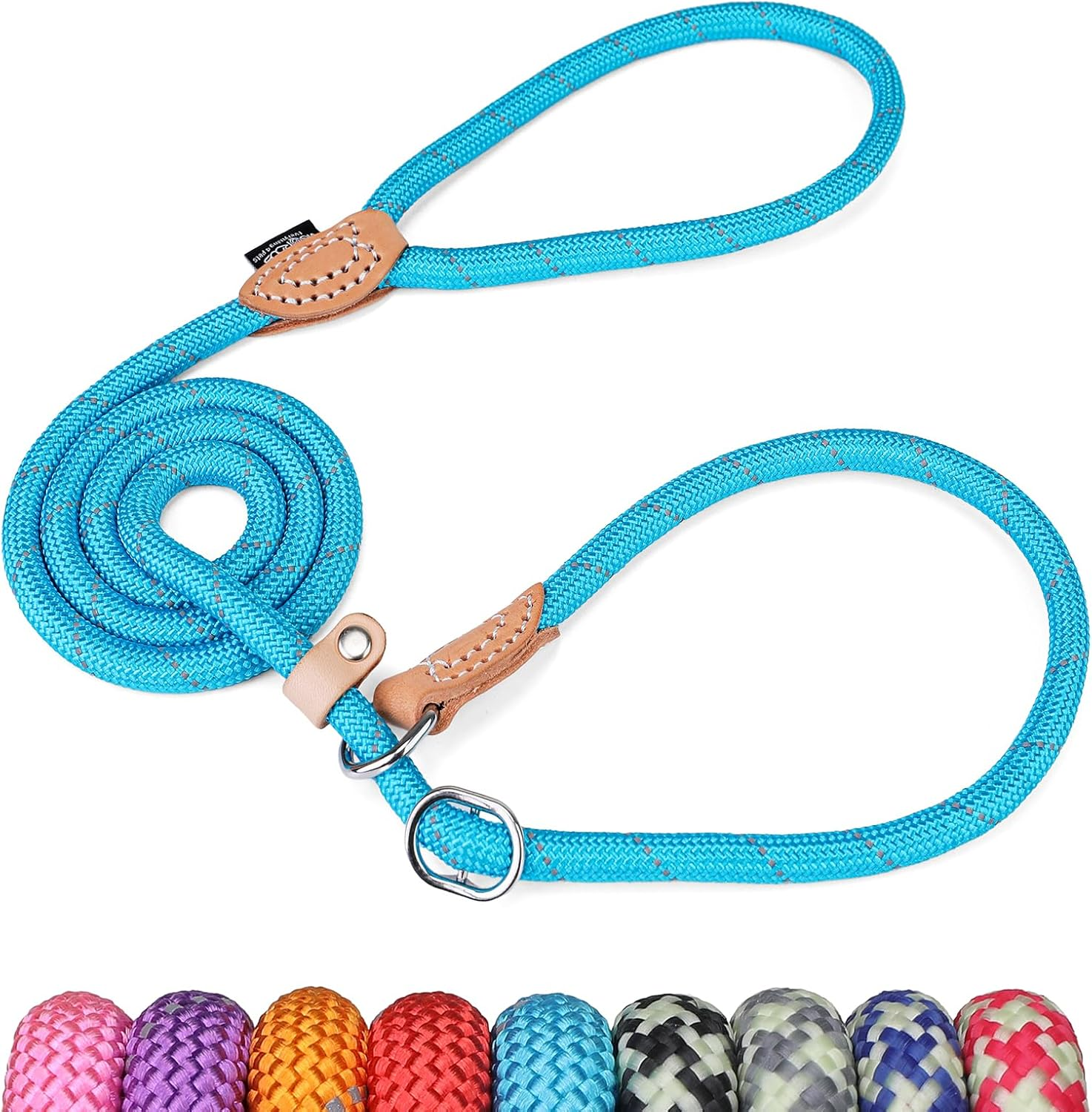 Grand Line Reflective Climbing Rope Slip Lead Pets Leash for Small, Medium, Large and Extra Heavy Dogs and Cats - 5 Ft Long
