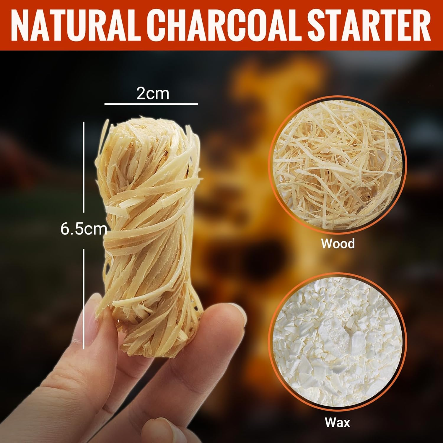 Fire Starters for Fireplace Wood Stove BBQ Campfires Chimney Unique Design Lights Faster Safe for Indoor/Outdoor Use (80) image number 2