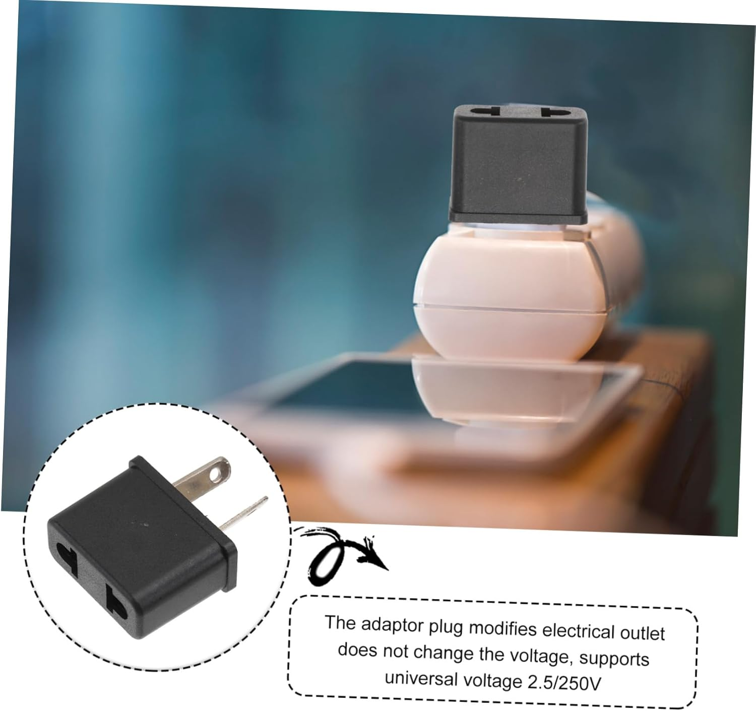 Gadpiparty Australia to America Travel Adapter 10A 250V Power Converter Flame Resistant Plug for International Travel Compatible Devices image number 5