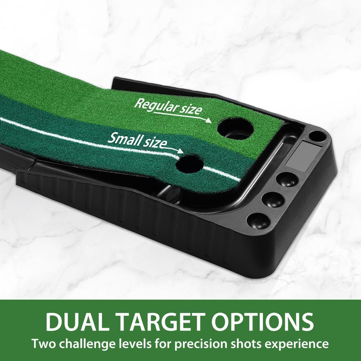 GENKI 2.5M Golf Putting Mat Practice Putter Greens Trainer Indoor Outdoor Training Aid with Auto Ball Return Driving Exerciser Portable Grass Turf Fairway image number 1