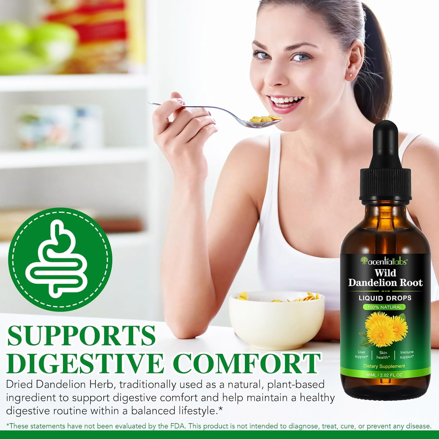 Wild Dandelion Root Liquid Drops 60Ml | Concentrated Herbal Extract 650Mg per Serving | Alcohol-Free, Sugar-Free & Vegan | Natural Glycerin Base | Plant-Based Formula image number 3