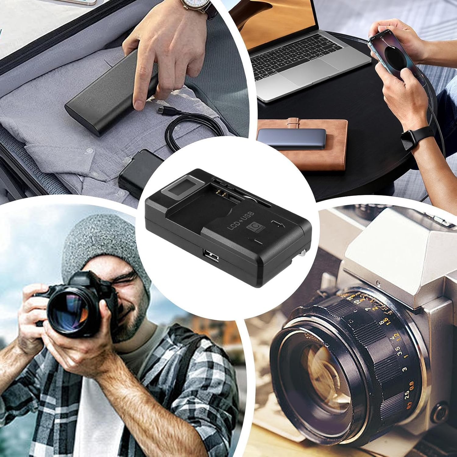 Camera Battery Charger - Slim USB Charging Station Portable Digital Device Adapter Compact Design Universal Travel Charger-Small USB Charger for Mobile Phone, MP3, MP4, Camera, Players, Gadgets image number 5