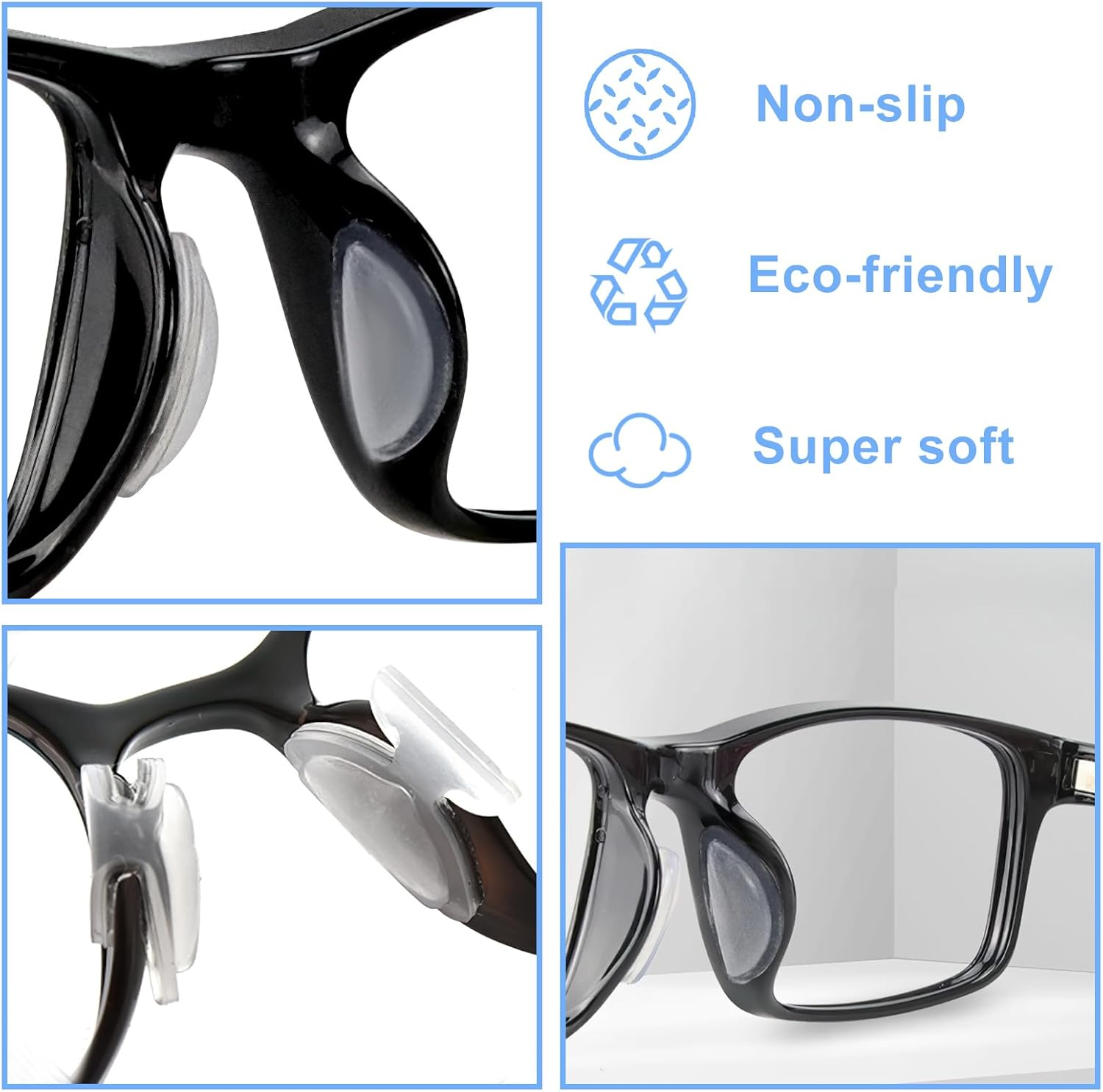 20 Pairs Eyeglass Nose Pads, Clear Silicone Anti-Slip Adhesive Nose Cushions for Glasses, Comfortable Fit for Sunglasses & Optical Frames (Includes 2 Styles) image number 5