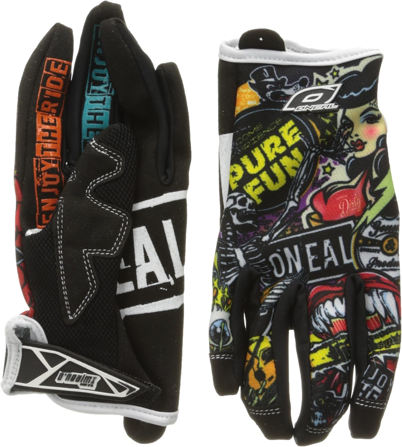 O'Neal 0385-129 Jump Gloves with Crank Graphic (Black/Multicolor, Size 9) image number 1