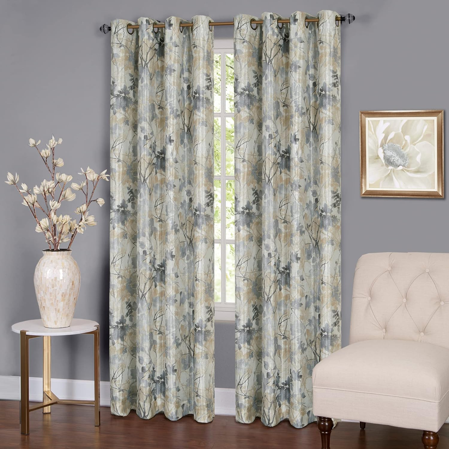 Achim Home Furnishings Tranquil Lined Grommet Window Curtain Panel, 50" X 84", Mist
