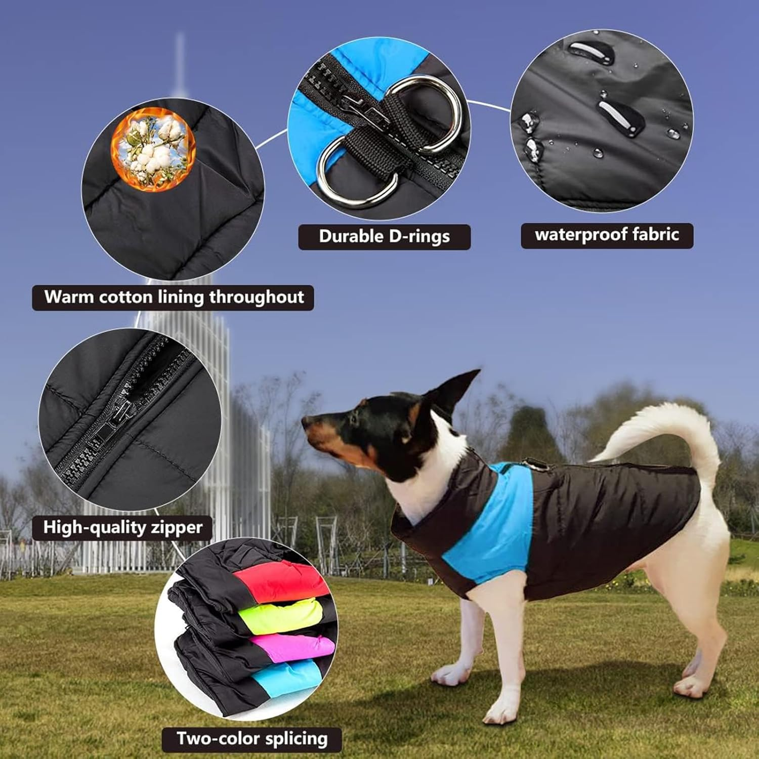 Shinmax Dog Coat Winter Jacket Dog Jacket Waterproof Winter Jacket Warm Winter Vest for Small Medium Large Dogs Lined Chest Protection Dog Puppy Clothing Vest Pet Padded Coat image number 4
