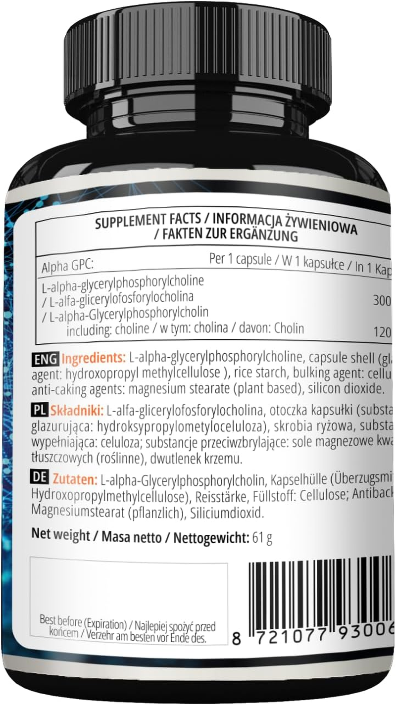 Alpha-Gpc 600Mg per Daily Dose - 90 Vegan Choline Capsules - 99% Choline Alfoscerate Dietary Supplement - Lipid Choline - Memory and Concentration Capsules - by Apollo'S Hegemony image number 4