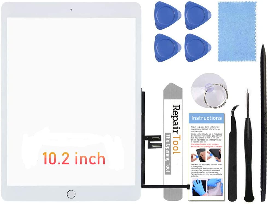 For Ipad 7Th/8Th Generation Screen Replacement Digitizer 10.2"(A2197,A2198,A2200,A2270,A2428,A2429,A2430),For Ipad 7/8 Screen Replacement Parts(No Lcd),+Home Button+Pre-Installed+Repair Tools(White) image number 2