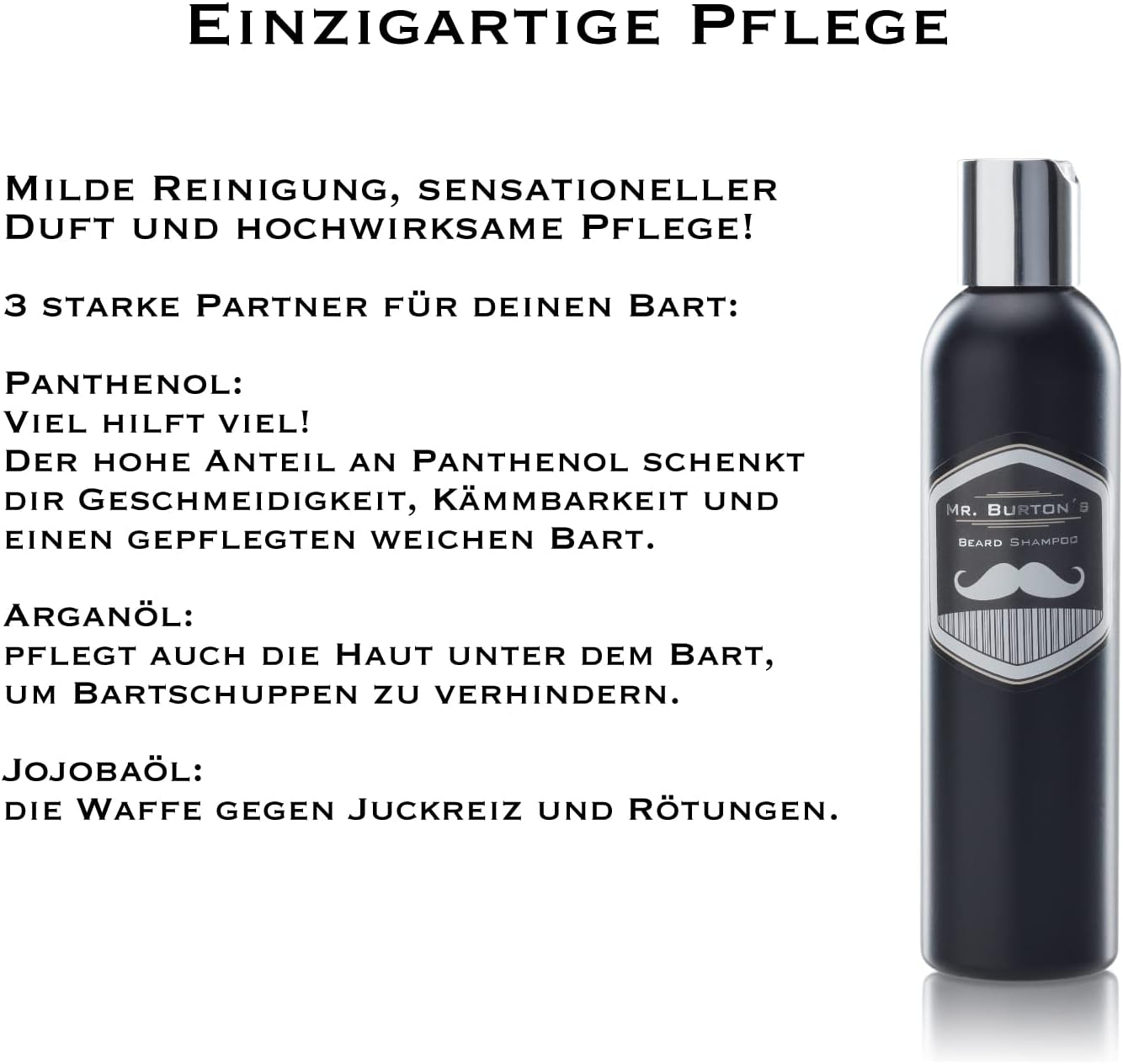 Mr. Burton'S Pure Beard Shampoo (200 Ml) - Mild Care without Silicone with Argan Oil Panthenol and Vitamin E - Suitable for Beard Oil and Beard Balm