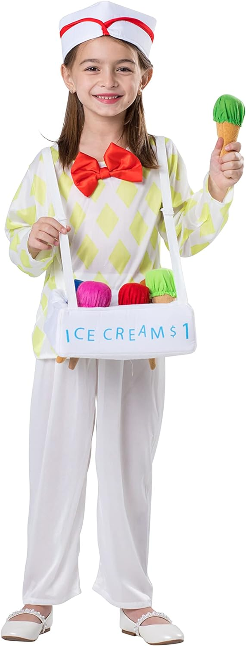 Dress up America Ice Cream Vendor Costume for Kids, Multicolor (Multi Color), 3-4 Years (Waist: 66-71, Height: 91-99 Cm)