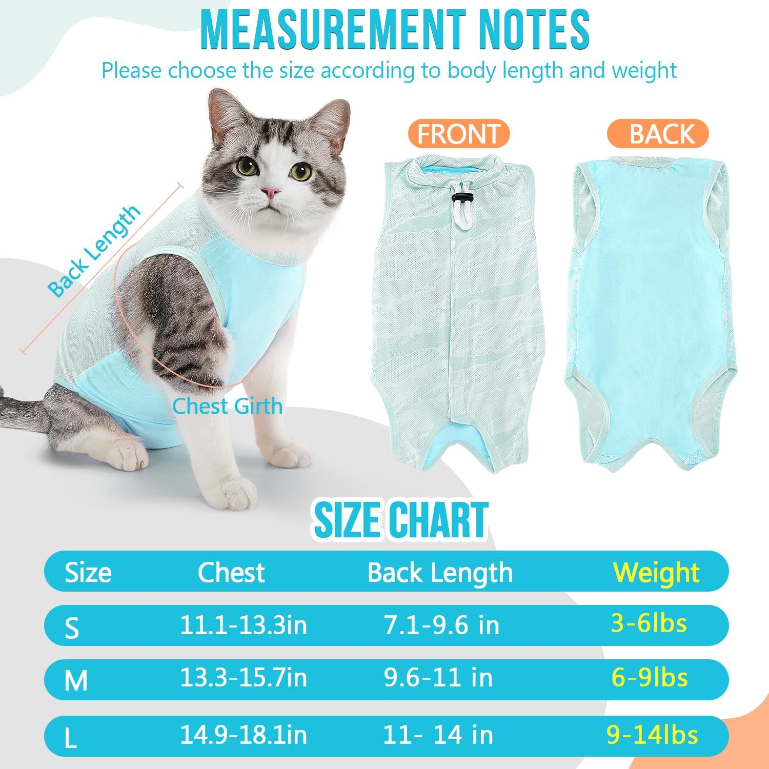 Slowton Cat Surgery Recovery Suit - Hair Resistant Kitten Onesie for Cats after Surgery, Cone E Collar Alternative for Female Male Cats, Surgical Spay Recovery Suit for Abdominal Wound Skin Diseases image number 1