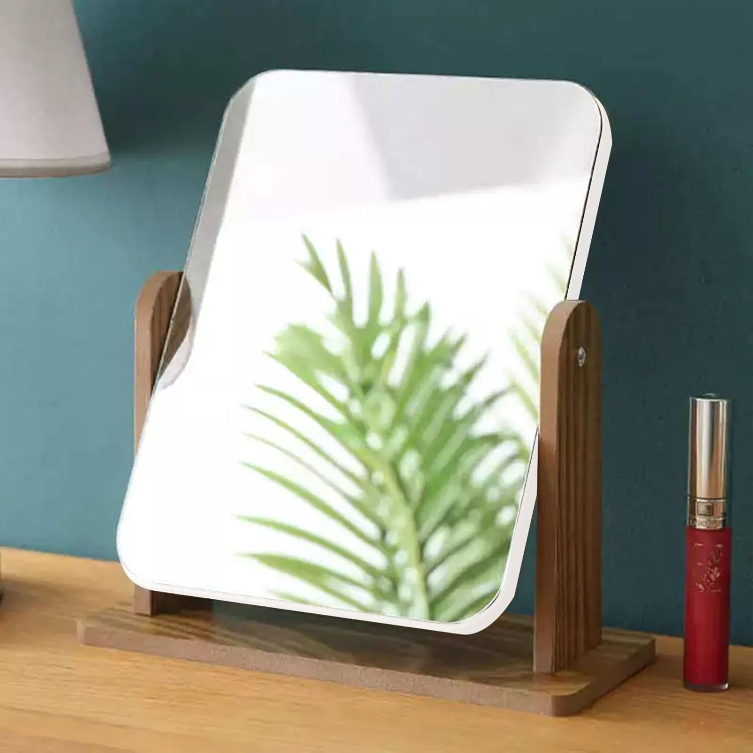 Xolixorium Vanity Makeup Mirror with Natural Bamboo Stand 8 Inch Desk Mirror 1X/3X Magnification Double Sided 360&deg; Swivel Table Mirror for Bedroom Bathroom image number 5