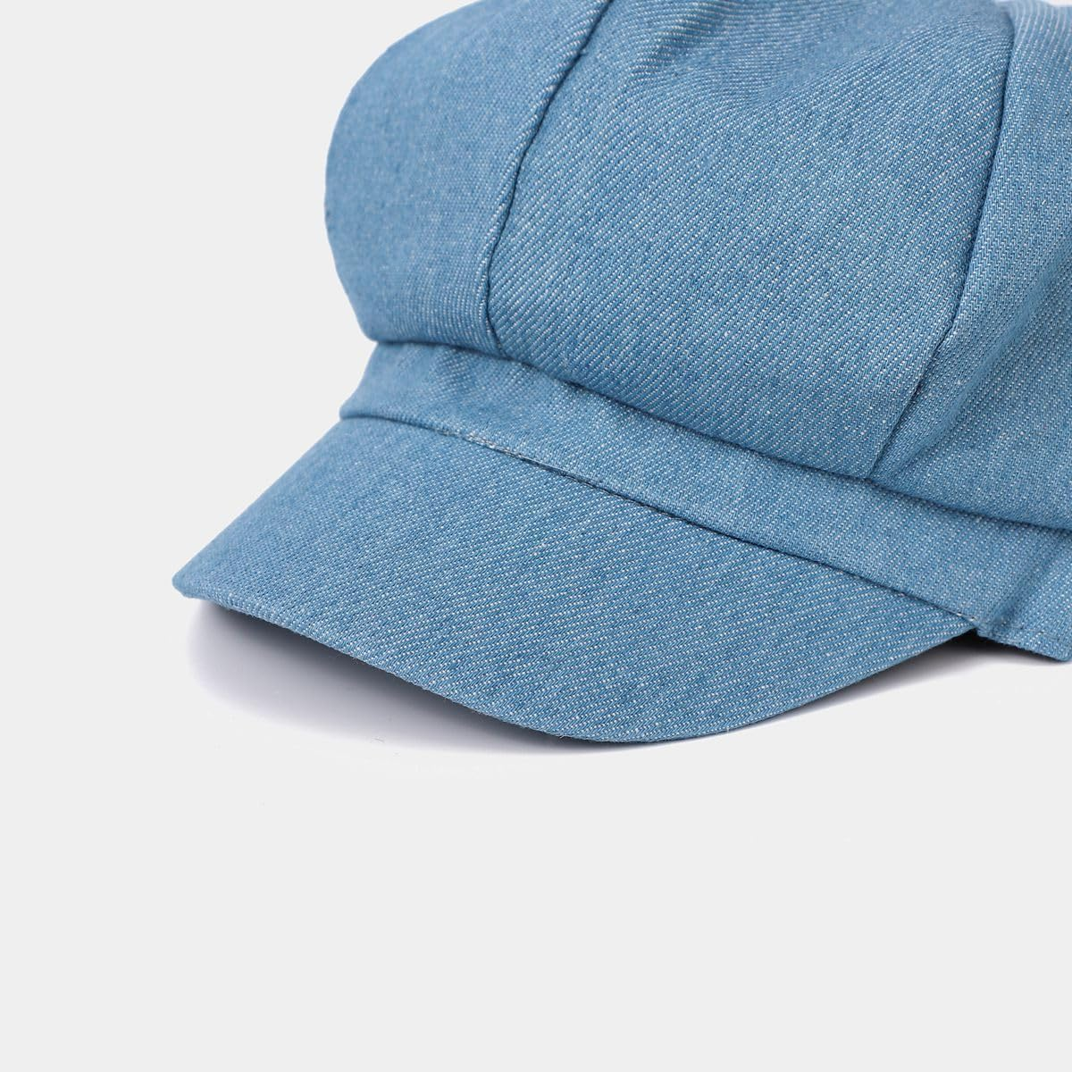 Women&rsquo;S Denim Newsboy Cap Visor Beret Hat Cabbie Cap image number 5
