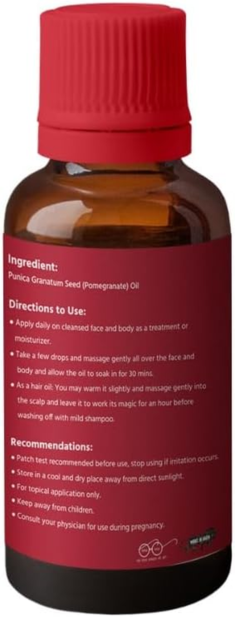 100% Pure and Natural Cold Pressed Extracted Pomegranate Seed Oil (33 Ml). for Skin Care, Hair Care, Anti-Ageing, Helps Reverse Skin Damage image number 2