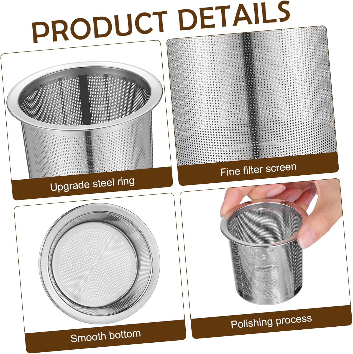 BEBEMOKO Stainless Steel Coffee Filter Mesh Tea Strainer 7Cm Sturdy Mesh Filter for Home Kitchen Coffee Shop Use image number 5