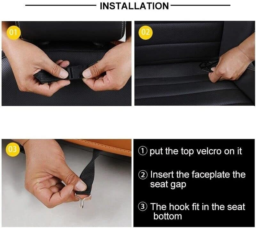 2X PU Leather Car Seat Back Organiser Storage Bag Foldable Table Tray Cup Holder (2X) - 1X image number 6