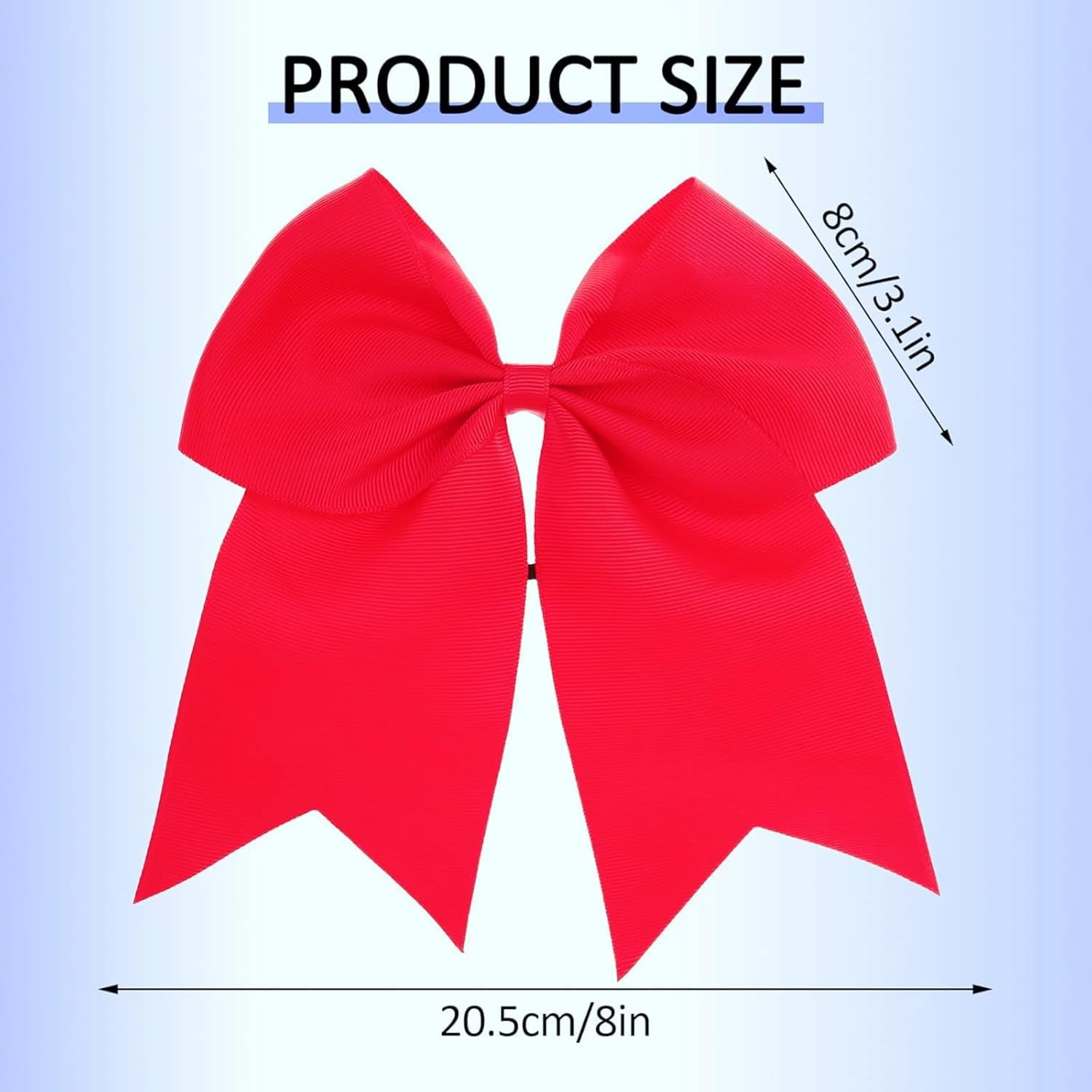 Hair Bow Duo for Women - Large 8 Inch Lacrosse Bows in Red for Cheerleaders with Comfortable Rubber Clip - Perfect for Festivals, Photo Shoots & Everyday Use image number 4