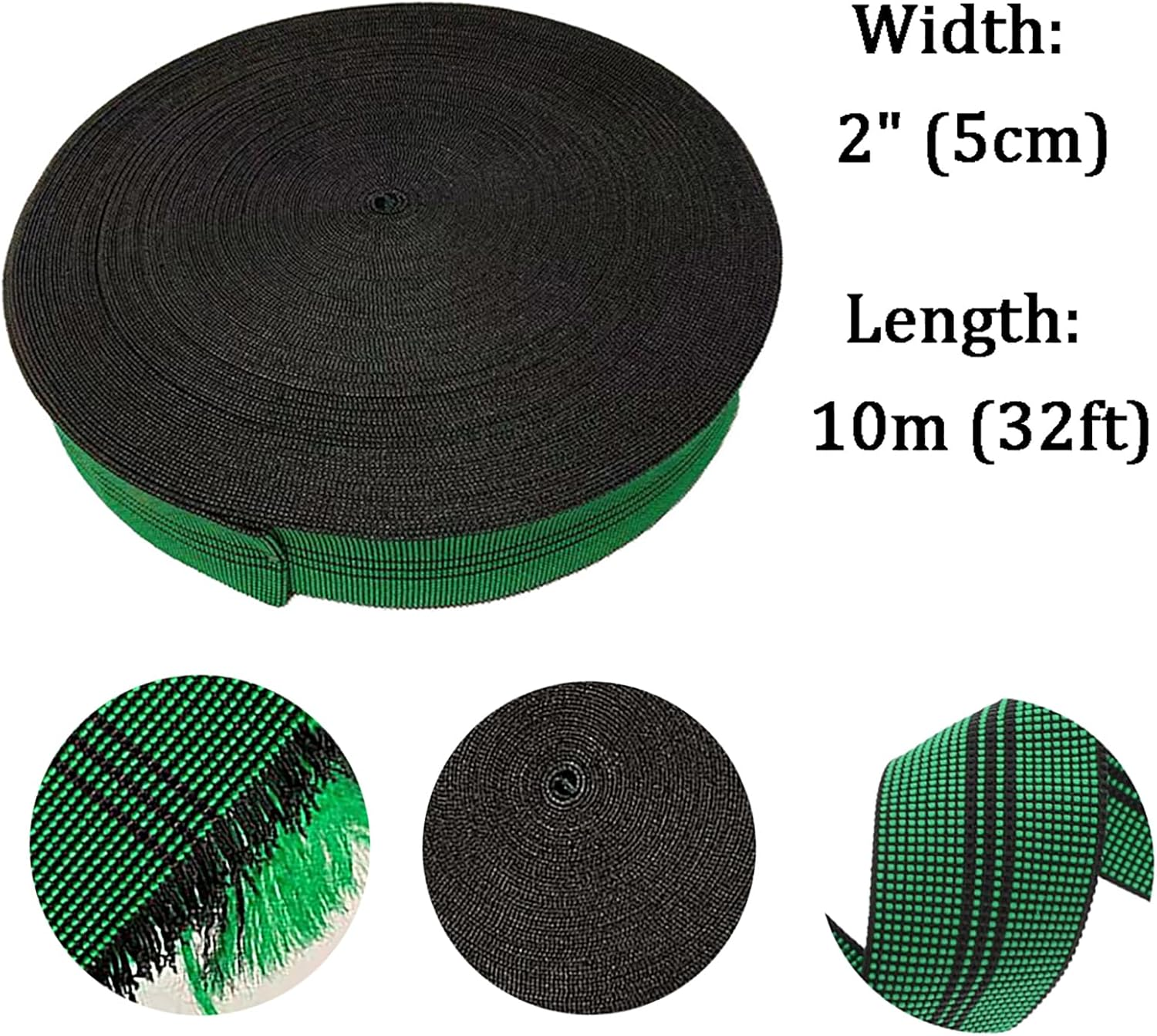 Elastic Belt 2" Wide Replacement Webbing for Furniture - Durable Elastic Latex Band for Chair & Couch Repair, Stretchy Spring Alternative, DIY Kit for Upholstery Projects (10M/32Ft) image number 4