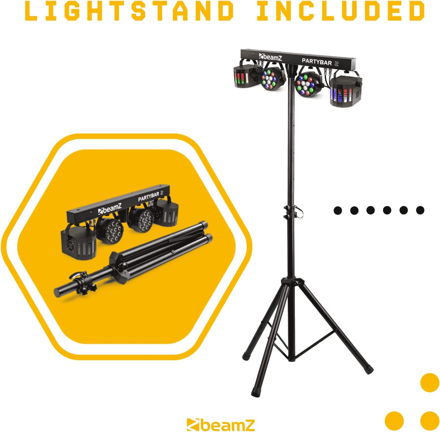 Beamz Partybar 2 All-In-One LED DJ Lighting System RGBW DMX Lighting Stand IR image number 5