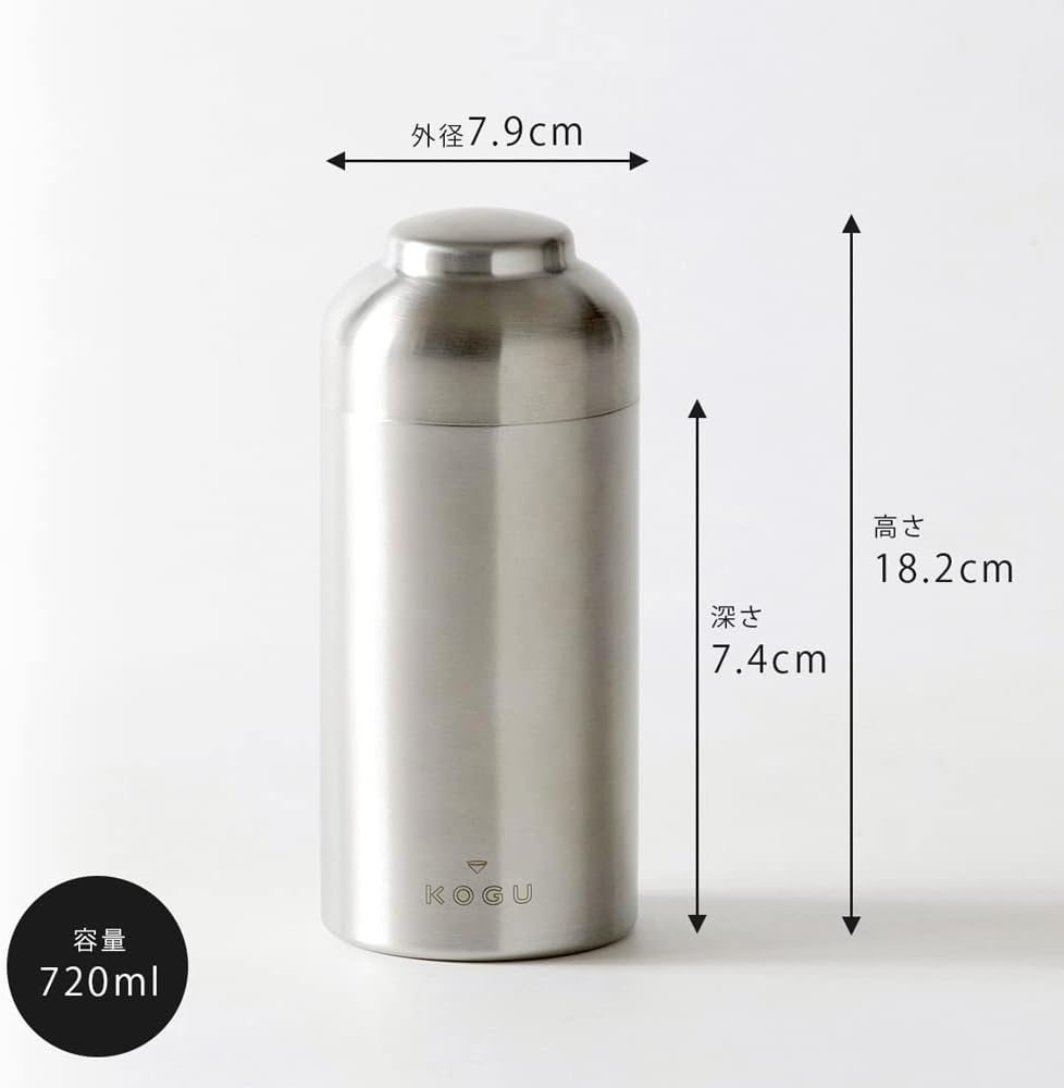 KOGU 44586 Shimomura Co., Ltd. Coffee Canister, Large, Made in Japan, Dishwasher Safe, Inner Lid, Good Seal, Light Blocking, Keeps Freshness, Coffee Beans 7.1 Oz (200 G), 24.3 Fl Oz (720 Ml), image number 6
