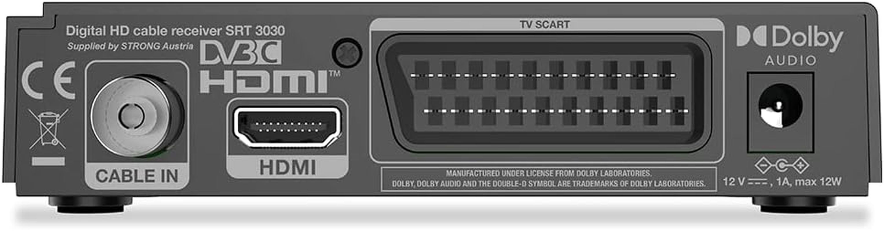 STRONG SRT 3030 | HD Cable Receiver | Digital Receiver with Recording Function | USB Connection | Event Timer | SD and HD Transmitter | DVB-C | HD TV