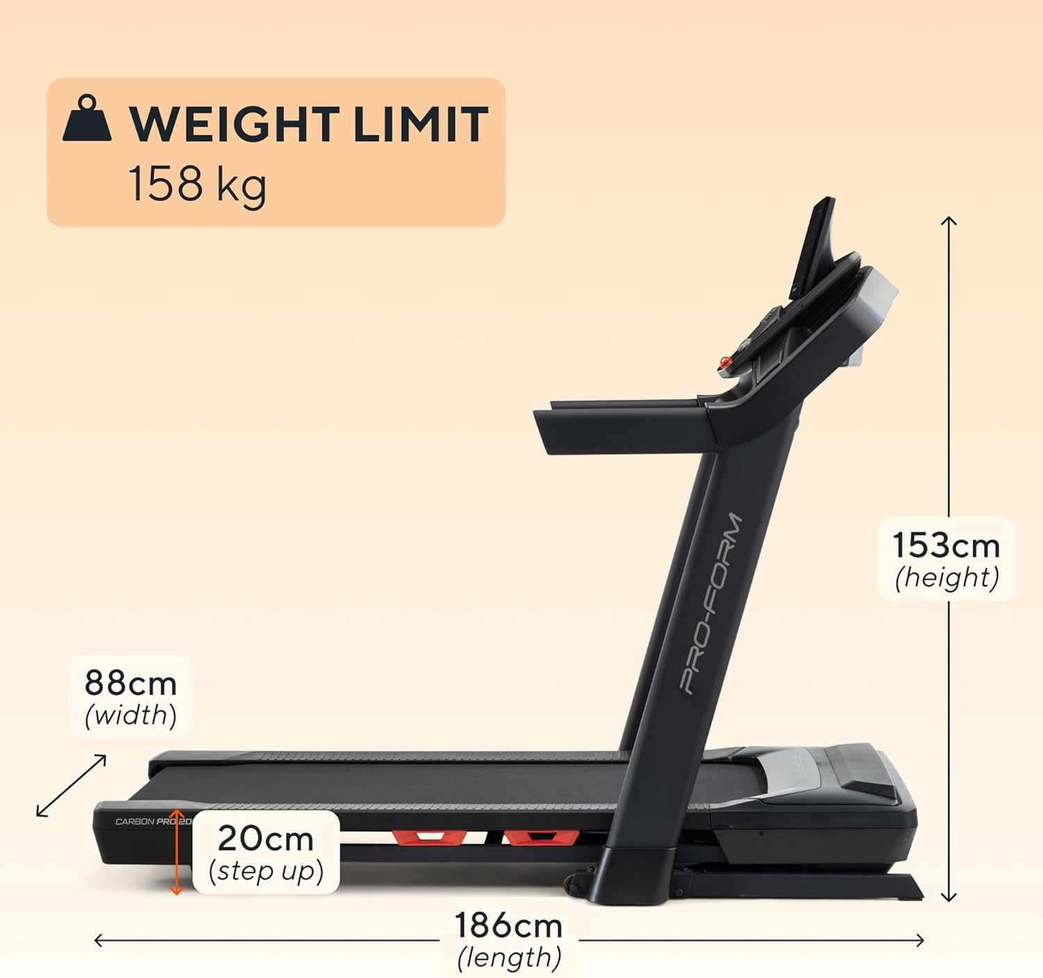 Proform Pro 2000, Perfect Treamill for Home Use, Walking or Running with 10" Display, Digital Incline Control, Bluetooth Enabled, Spacing Saving Design (Folds Away), up to 20KPH.