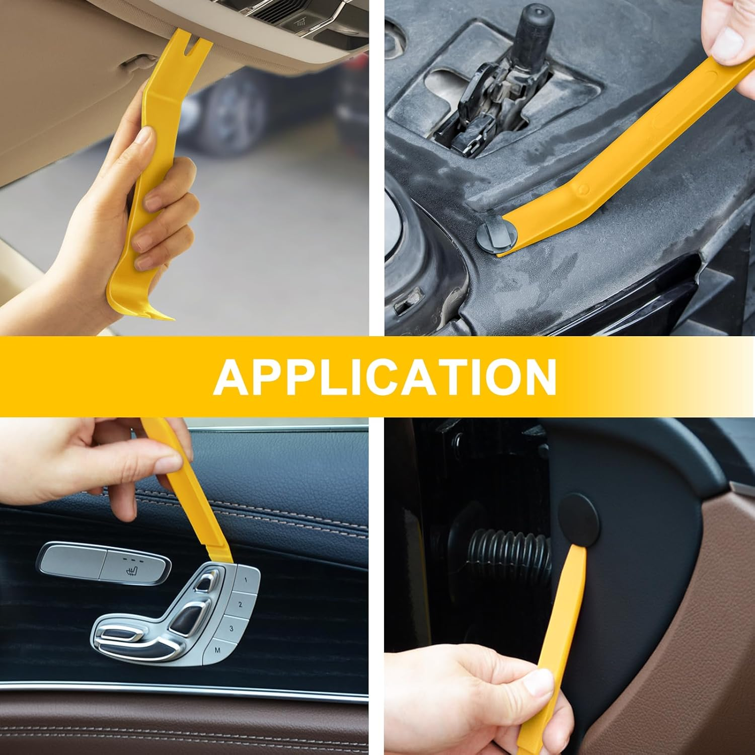 5 PCS Nylon Auto Trim Removal Tool Kit 1 Pc Metal Pry Tool, Door Panel Removal Tool Fastener Remover for Car Dash Radio Audio, Yellow image number 2