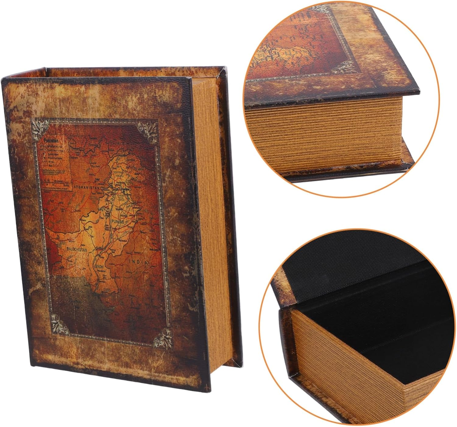 Antique Storage Box Book Shaped Fake Book Decorative Key Hiding Home Decor image number 6