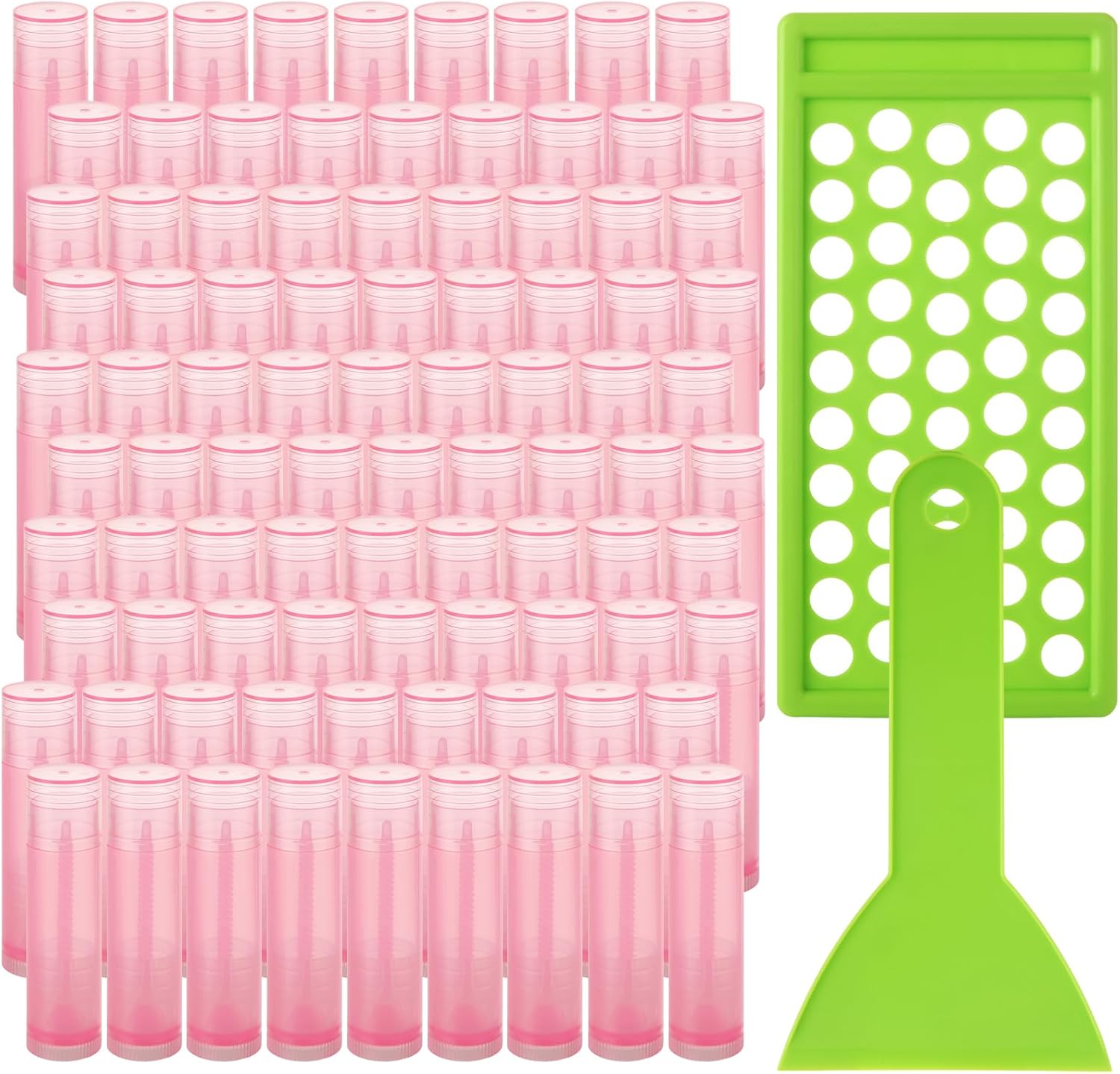 GBACHOOSE 200PCS Plastic Lip Balm Tubes 5Ml/5G Clear Lip Balm Containers with Filling Tray and Spatula, Rotating Type Refill Lip Chapstick Tubes Empty with Cap for DIY Make Up